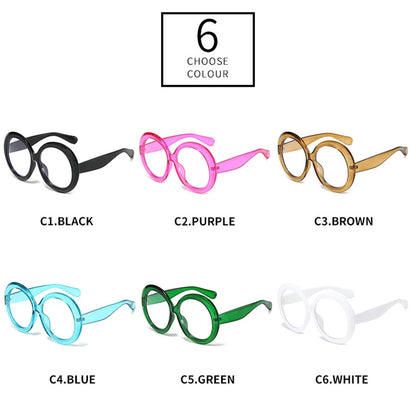 SHAUNA New Oversized Round Women Candy Color Glasses Frame Clear Anti Blue Light Eyewear Men Optical Frame