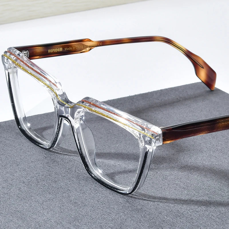 HEPIDEM Powder Acetate Glasses Men Matte Vintage Retro Square Eyeglasses Women Spectacles Eyewear 9317