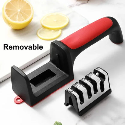 Kitchen 4-Segment Knife Sharpener Household Multi-Functional Hand-Held 4-Purpose Black Sharpening Stone Quick Knife Sharpener