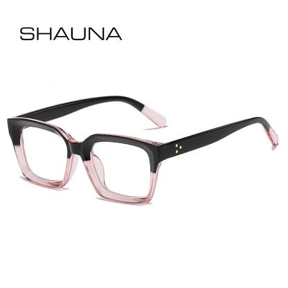 SHAUNA Anti-Blue Light Retro Rivets Square Women Glasses Frames Fashion Optical Eyeglasses Frame