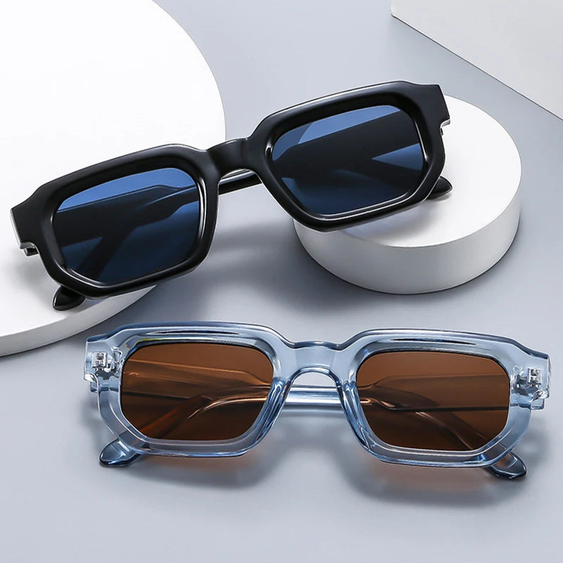 SHAUNA Ins Popular Fashion Square Women Blue Tea Sunglasses Shades UV400