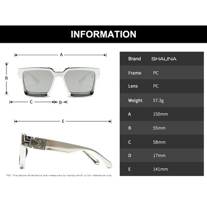 SHAUNA Retro Square Sunglasses Women Brand Designer Summer Styles Candy Colors Fashion Silver Mirror Shades Men UV400