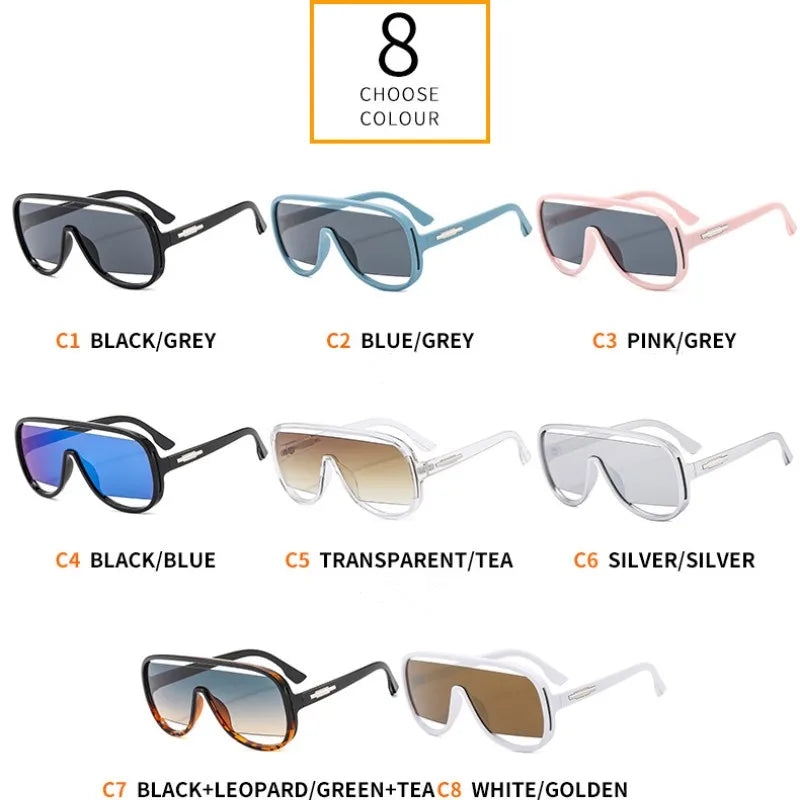 Lunettes de soleil rétro une pièce pour femmes et hommes, surdimensionnées, marque de luxe, nuances dégradées, UV400