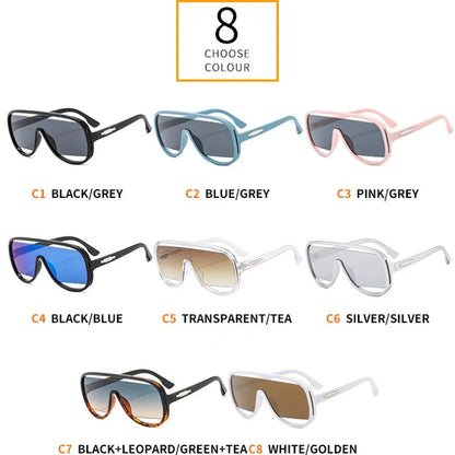 Lunettes de soleil rétro une pièce pour femmes et hommes, surdimensionnées, marque de luxe, nuances dégradées, UV400