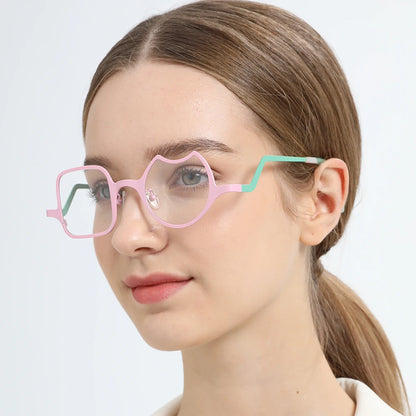 FONEX Bunte Titanbrille Männer 2023 Retro Mode Unregelmäßige Brillen Frauen Brillen F85787