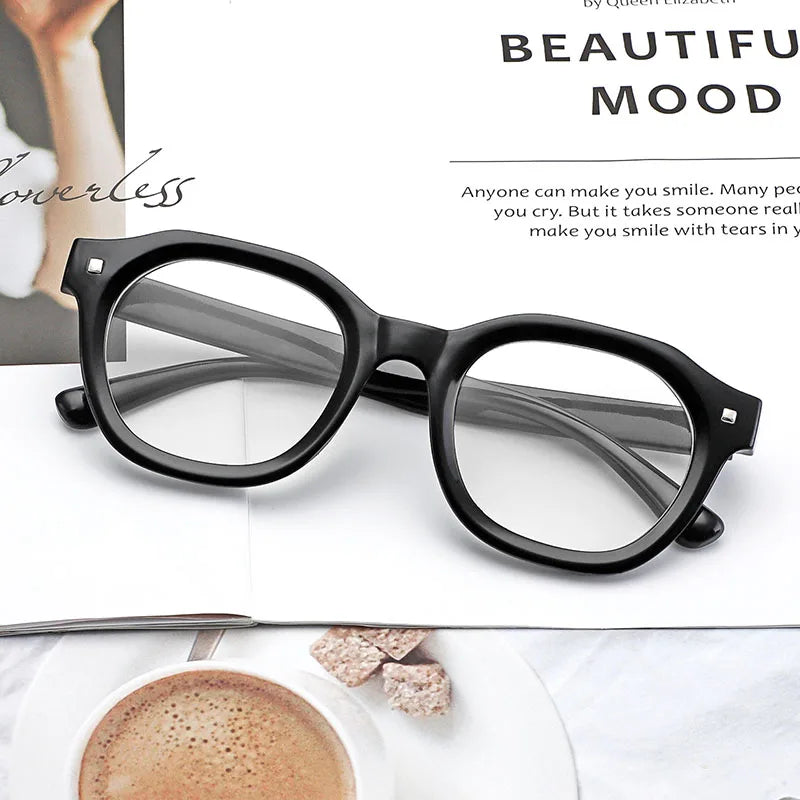 SHAUNA Anti Blue Light Retro Women Optical Glasses Frame Fashion Nail Men Round Shades UV400