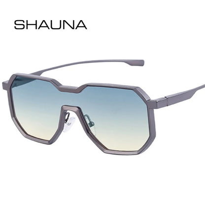 SHAUNA Nouvelles lunettes de soleil carrées irrégulières pour femmes, mode une pièce, verres miroir transparents dégradés UV400, lunettes de soleil punk en métal pour hommes