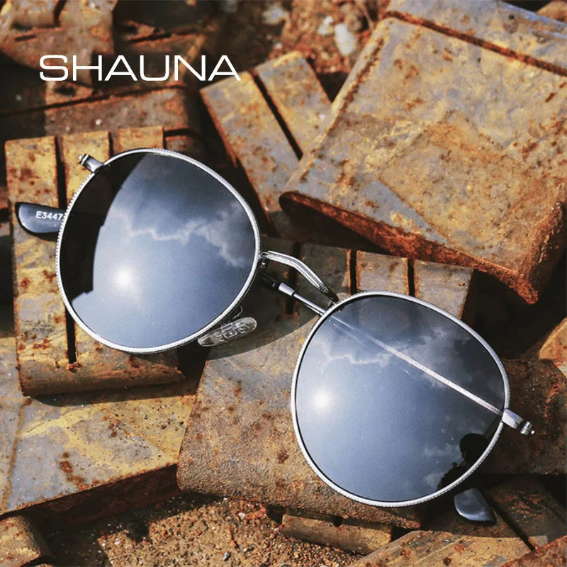 SHAUNA Klassische Damen-Sonnenbrille, rund, polarisiert, Retro-Stil, für Herren, Ozeanfilm-Brille, UV400