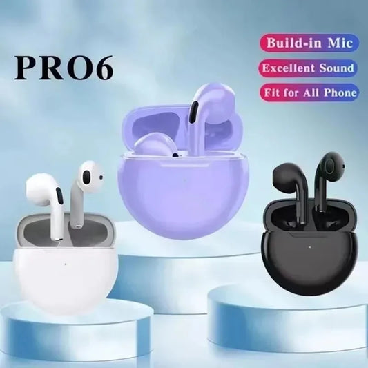 NEW  Pro 6 TWS Wireless Headphones with Mic Fone Bluetooth Earphones Sport Running Headset for Apple iPhone Xiaomi Pro6 Earbuds