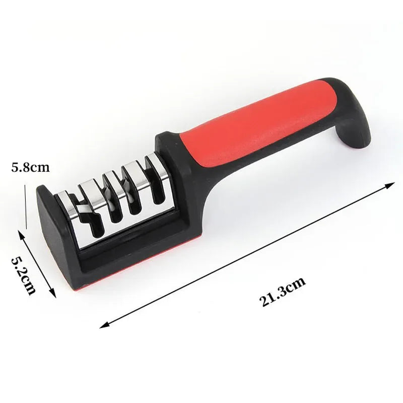 Kitchen 4-Segment Knife Sharpener Household Multi-Functional Hand-Held 4-Purpose Black Sharpening Stone Quick Knife Sharpener