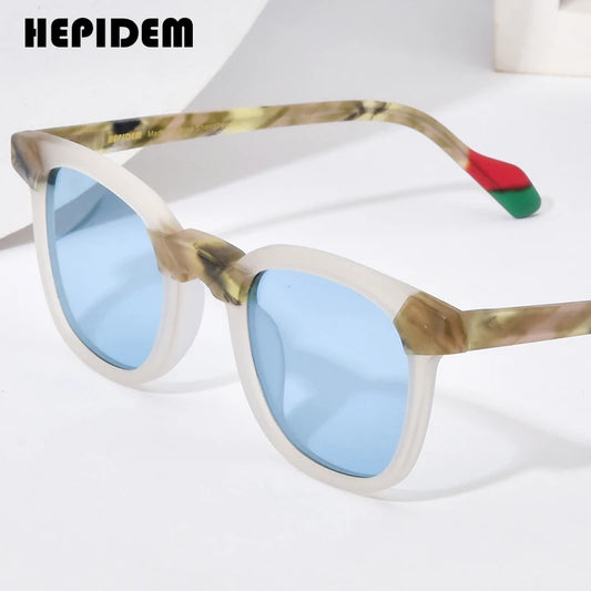 HEPIDEM Matte Acetate Multicolour Polarized Sunglasses Men UV400 Fashion Oversize Square 2023 New Sun Glasses Women Shades 9269T