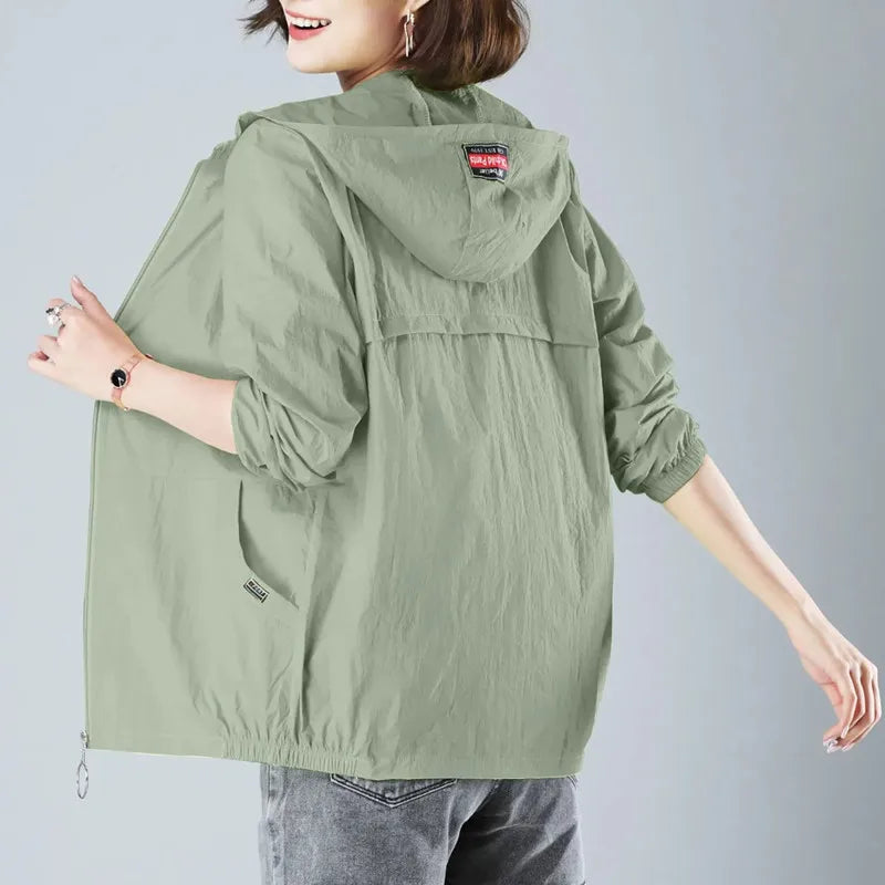 Frauen Eis Seide Sonnenschutz Kleidung 2023 Sommer Neue Anti-Uv-Mantel Weibliche Mit Kapuze Jacke Zipper Lose Oberbekleidung G1951