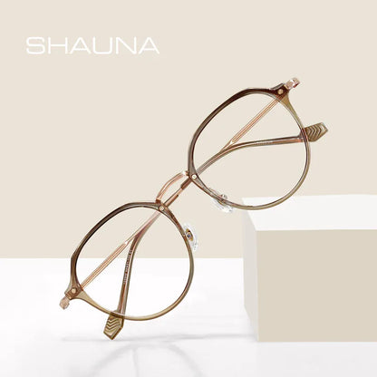 SHAUNA Anti-Blue Light Retro Round Glasses Frame Ultralight Fashion Optical Frames Computer Glasses