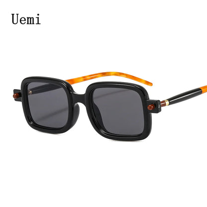 Lunettes de soleil carrées rétro tendance pour femmes et hommes, marque de luxe, monture transparente anti-lumière bleue, nuances rectangulaires, UV400