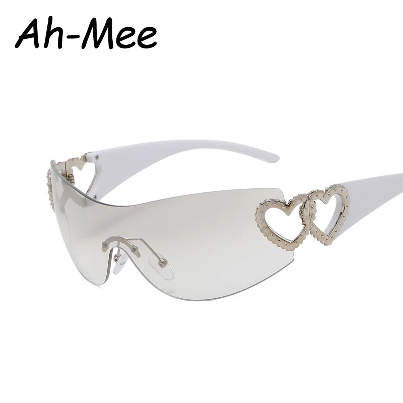 Lunettes de soleil sans monture Y2K pour femmes, tendance, dégradé, années 2000, lunettes de soleil enveloppantes, punk, une pièce, lunettes de protection surdimensionnées, mode