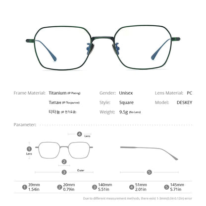 FONEX Pure Titanium Glasses Men 2023 New Women Retro Trendy Square Eyeglasses Eyewear DESKEY