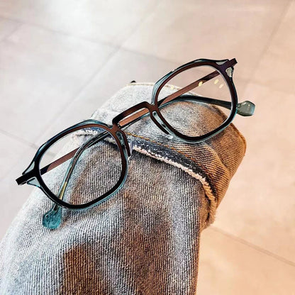 SHAUNA Retro TR90 Metal Square Women Optical Glasses Frame Fashion Anti Blue Light Spring Hinge Men Blue Eyeglasses Frame