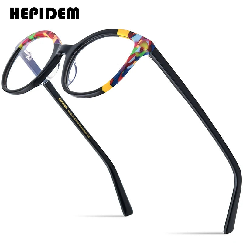 HEPIDEM Multicolor Acetate Glasses Men Retro Square Eyeglasses Women Spectacles Eyewear H9326