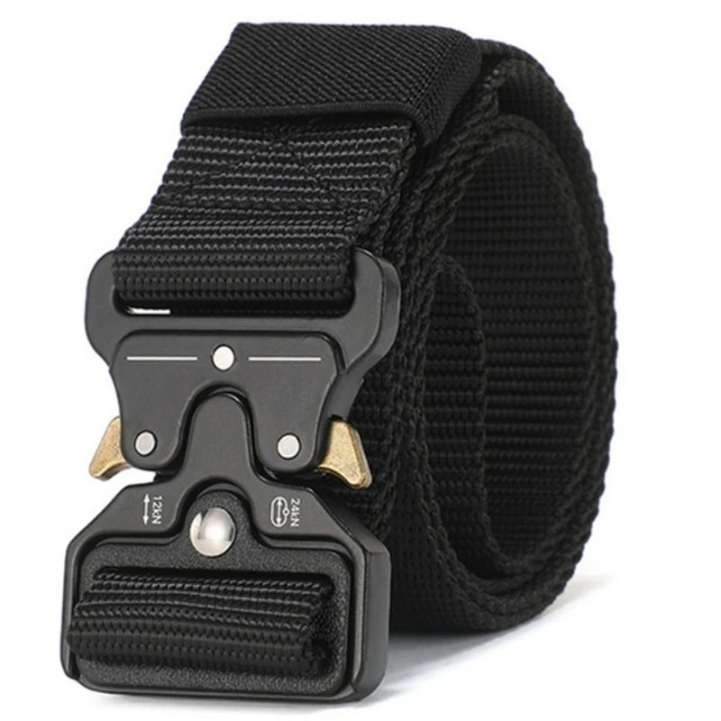 Men's new tactical high weight and wear-resistant alloy buckle nylon waist belt outdoor belt work clothes canvas elastic belt