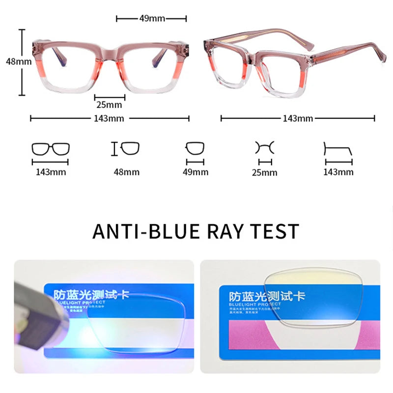 SHAUNA Fashion Double Color TR90 Square Women Glasses Frames Retro Optical Men Clear Anti Blue Light Eyewear Frame