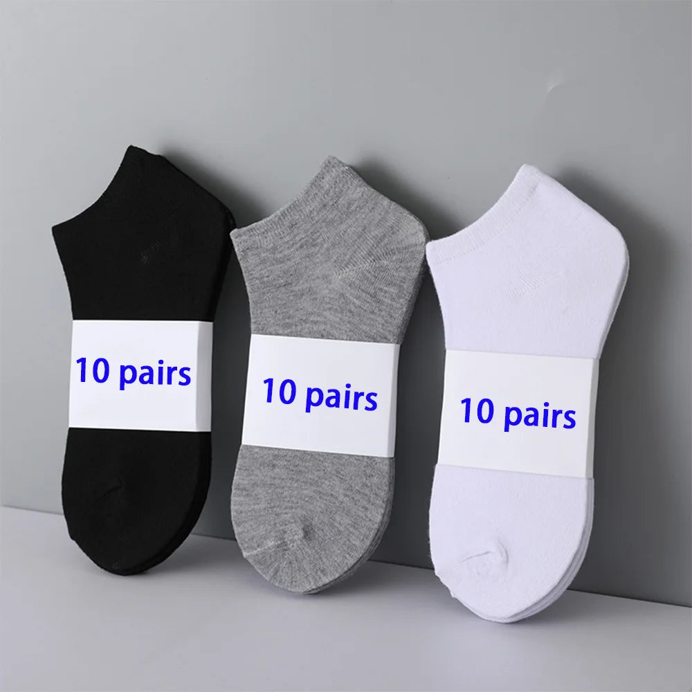 Lot de 10 paires de chaussettes bateau invisibles pour femme/homme, coupe basse, en silicone, antidérapantes, pour l'été, couleur unie, décontractées, respirantes