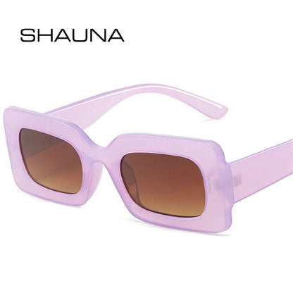 SHAUNA Ins Popular Fashion Rectangle Jelly Color Sunglasses Women Retro Brand Designer Gradient Shades UV400 Men Sun Glasses