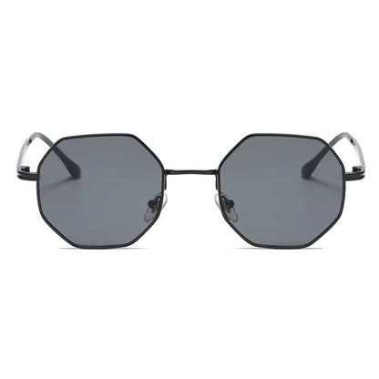 Small Retro Polygon Sunglasses Women Men Black Lens Brand Round Punk Sun Glasses Vintage Metal Frame Trendy Shades Oculos De Sol