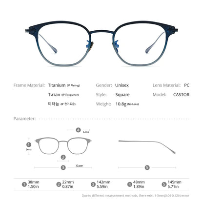 FONEX Gradient Design Titanium Glasses Men 2023 Women Retro Square Eyeglasses Eyewear CASTOR