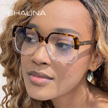 SHAUNA Retro Square Clear Anti-blue Light Eyewear Women Double Color Glasses Frame Fashion TR90 Spring Hinge Men Optical Frame