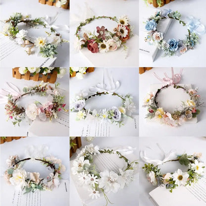 Handgemachtes Brauthaarband Strandkranz Haarschmuck Girlande Krone Kopfbedeckung für Hochzeit Blumenkränze Blumentiara