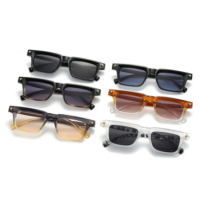 SHAUNA Ins Popular Fashion Rectangle Women Gradient Sunglasses Shades UV400 Retro Rivets Men Trending Sun Glasses