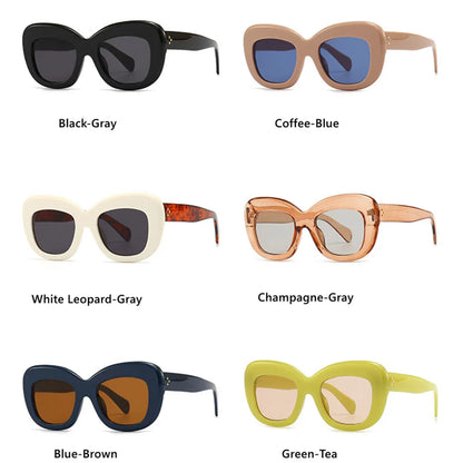 New Fashion Retro Oversized Sunglasses For Women Men Cat Eye Luxury Brand Designer Rivet Female Trending Shades UV400 Eyeglasses