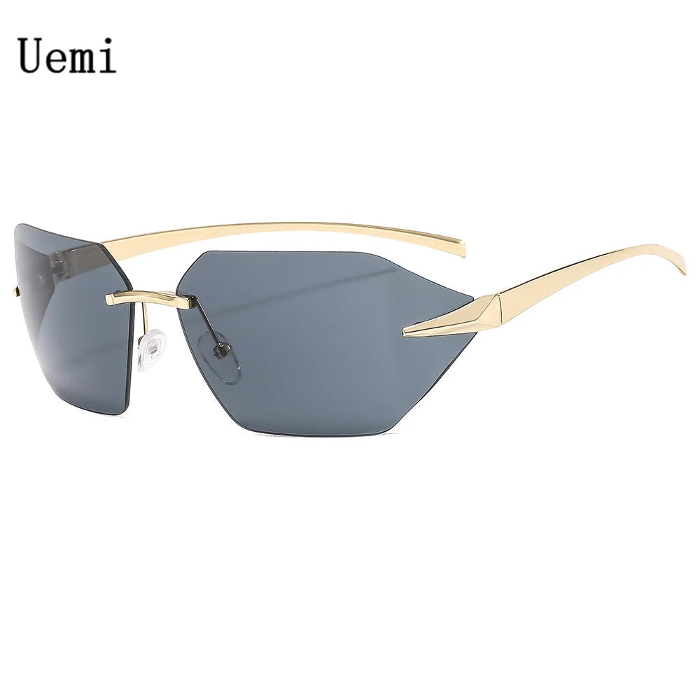 New Fashion Retro Rimless Sunglasses For Women Men Luxury Brand Design Sun Glasses Trending Shades UV400 Eyeglasses