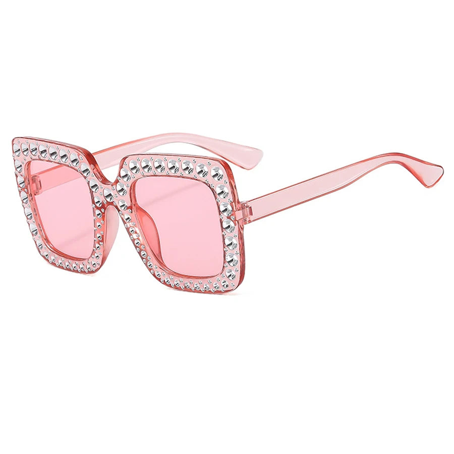 Kids Diamond Oversized Sunglasses Big Square Frame Sunglasses UV400 Crystal Eyewear Retro Rhinestone Frames Eyeglasses Children