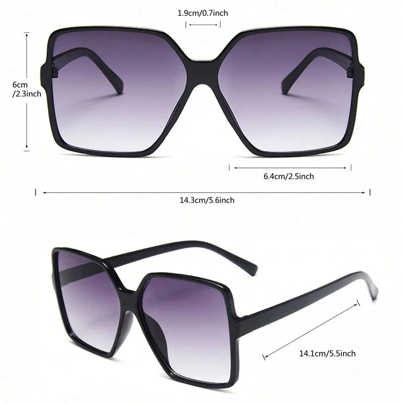 Übergroße quadratische Sonnenbrille Frauen Retro-Mode Luxusmarke Persönlichkeit Farbverlauf Schwarze Sonnenbrille Weiblich Outdoor Shades Oculos