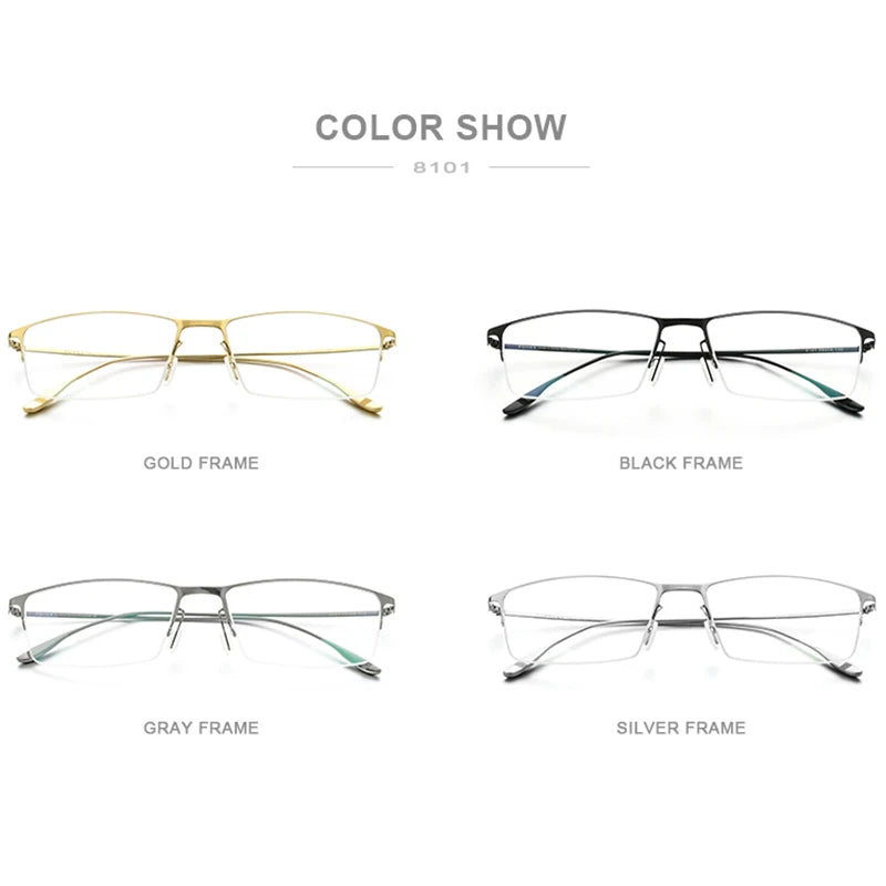 FONEX Titanium Alloy Glasses Frame Men Square Eyeglasses Frames Half Rim Male Korean Eyewear 8101