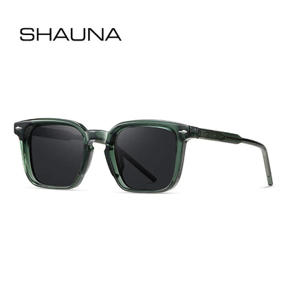 SHAUNA Mode Carré Hommes Luxe Lunettes De Soleil Polarisées Rétro Clair Anti Lumière Bleue Lunettes Femmes Punk Rivets Lunettes De Soleil UV400