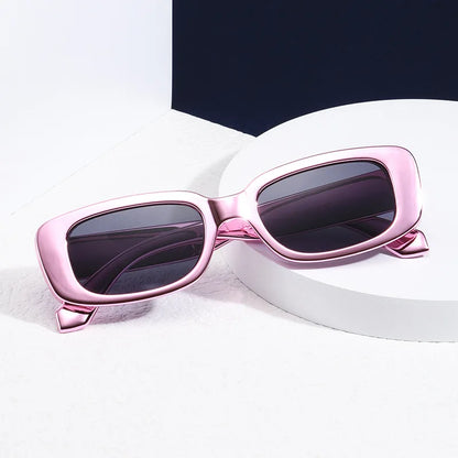 SHAUNA Electroplating Color PC Retro Small Rectangle Sunglasses y2k Ins Technology Sense Shades UV400