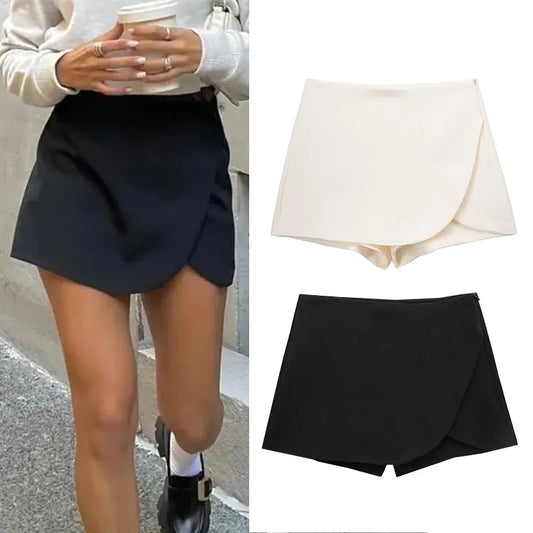 ONKOGENE 2024 Asymmetrische Skort Für Frauen Rosa Schwarz Mini Rock Shorts Frau Mode Hohe Taille Kurze Röcke Sommer Casual Shorts