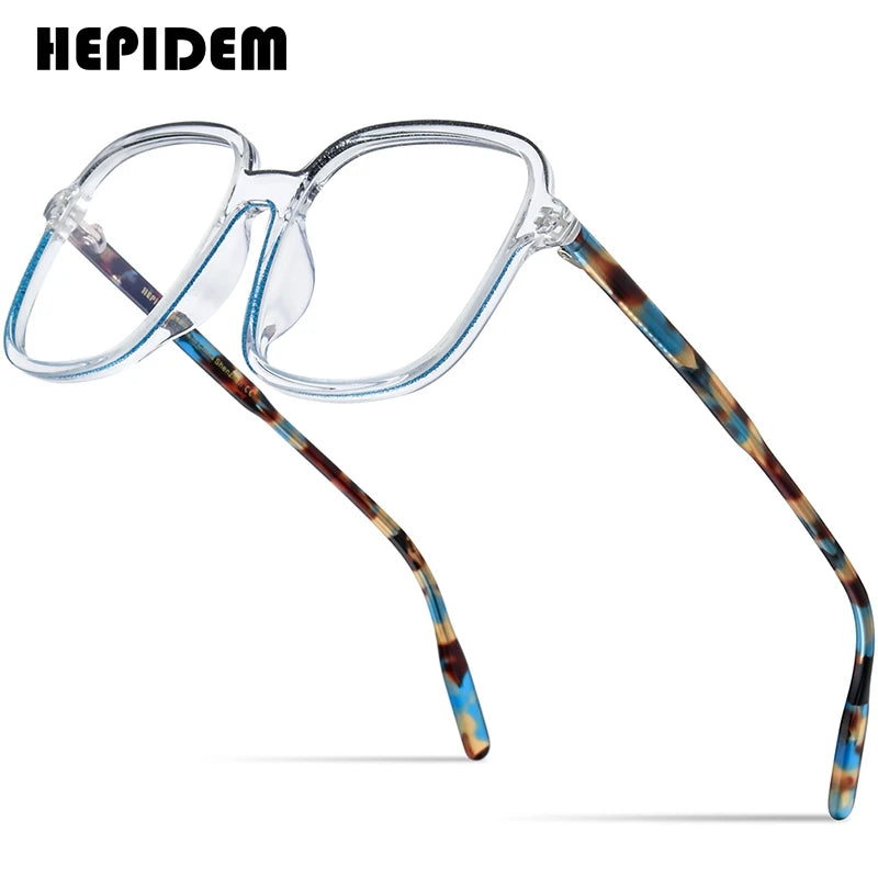 HEPIDEM Powder Acetate Glasses Men Vintage Square Eyeglasses Women 2022 Spectacles Eyewear 9300