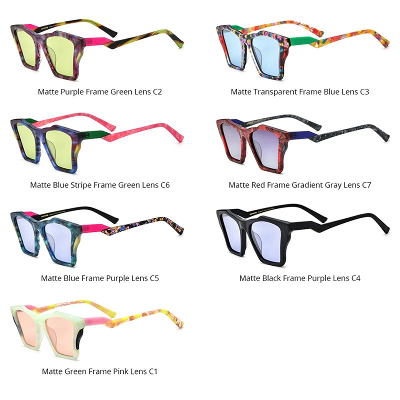 HEPIDEM Acetat Polarisierte Sonnenbrille Männer 2024 Neue Retro Bunte Trendy Design Cat Eye Sonnenbrille UV400 Frauen Shades H9360T