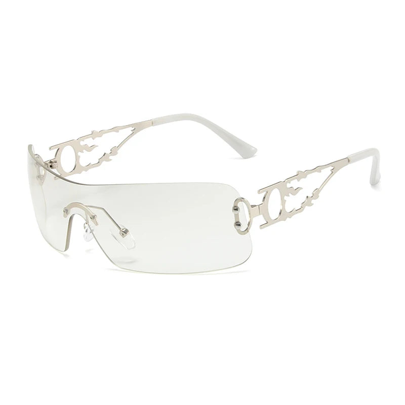 Nouvelles lunettes de soleil sans monture Y2K pour femmes et hommes 2024 Produit tendance de haute qualité pour rave party festival oculos de sol uv400