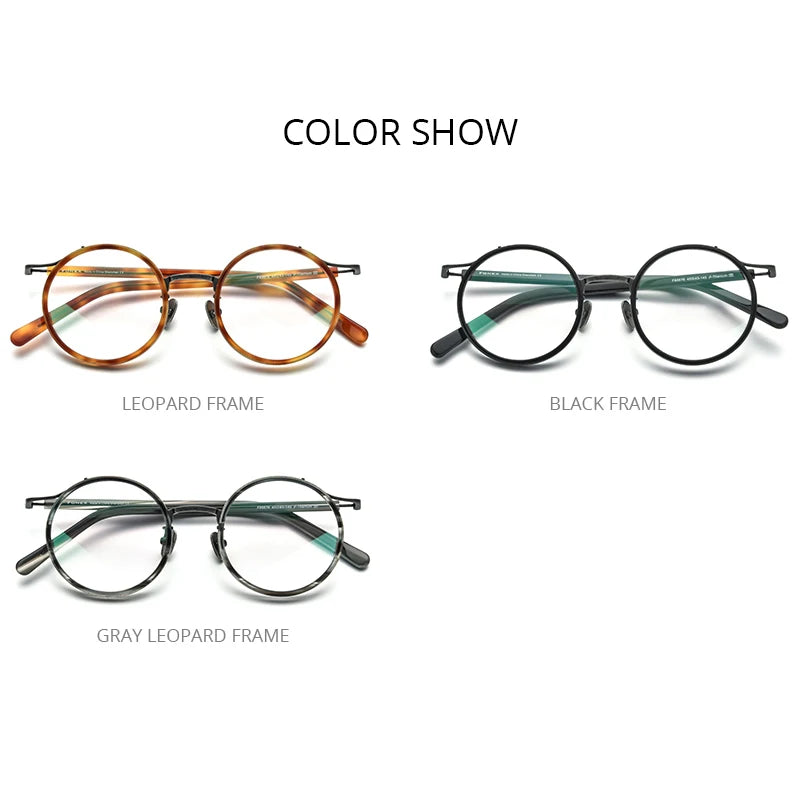 FONEX Acetate Titanium Glasses Men 2022 Retro Vintage Round Eyeglasses Frame Women Spectacle Eyewear F85676