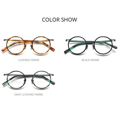 FONEX Acetate Titanium Glasses Men 2022 Retro Vintage Round Eyeglasses Frame Women Spectacle Eyewear F85676