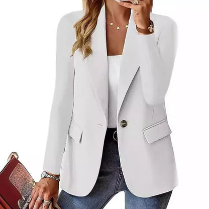 Blazer décontracté à la mode pour femmes 2024 printemps automne nouvelle couleur unie col rabattu à manches longues costume manteau élégant bureau dame