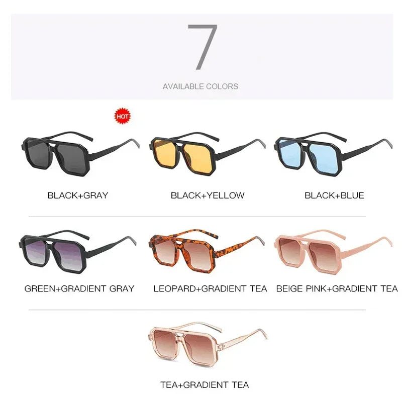 Vintage Sonnenbrille Damen Großer Rahmen Retro Quadrat Doppelsteg Sonnenbrille Gelb Braun Ausgefallene Brille Oculos De Sol Feminino