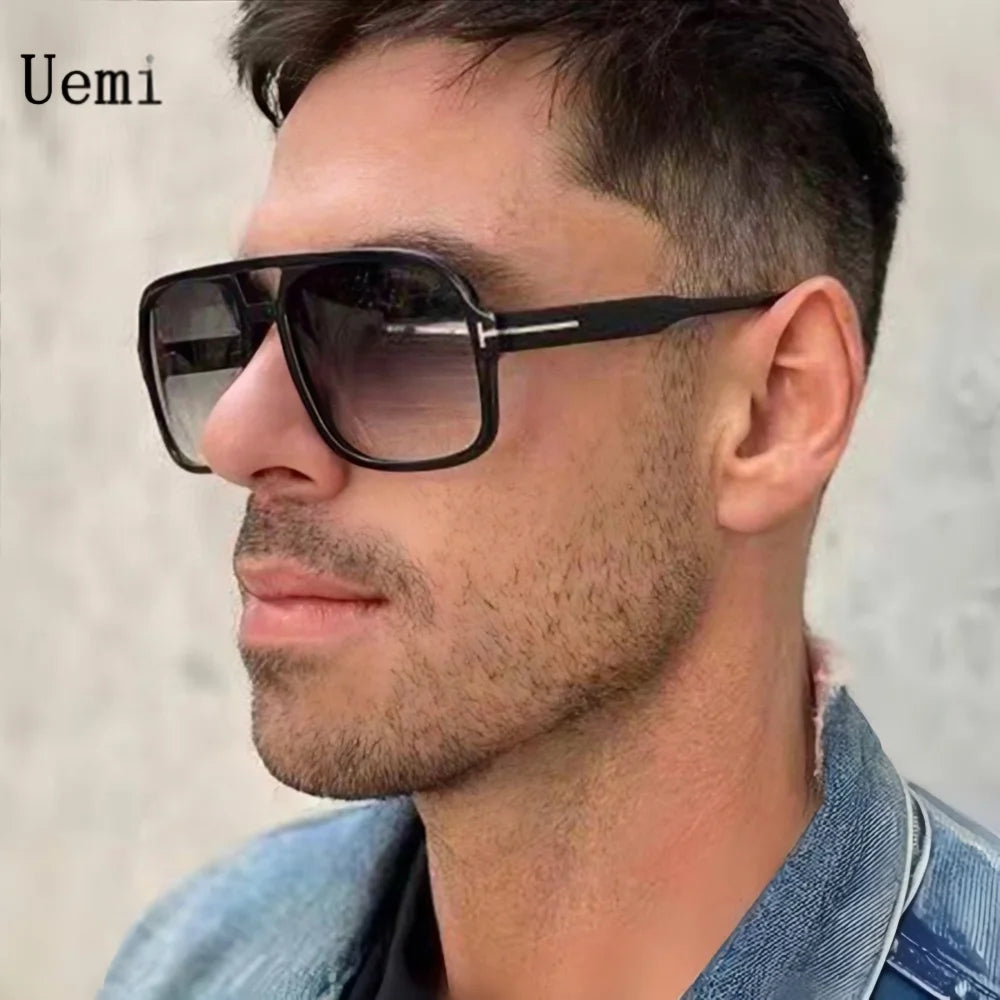 Neue Retro-Sonnenbrille für Männer und Frauen, modisch, quadratisch, Doppelbrücken, übergroßer Rahmen, Schattierungen, UV400, Trend-Sonnenbrille für Frauen, Großhandel