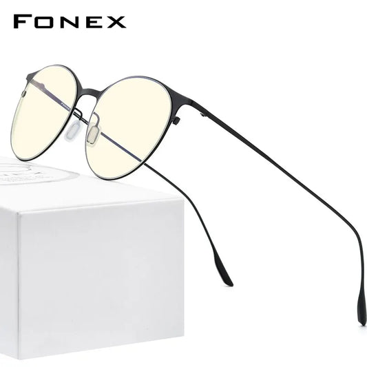 FONEX Anti Blue Light Blocking Glasses Women Brand Designer 2020 New Vintage Round Antiblue Rays Computer Eyeglasses Men FAB016