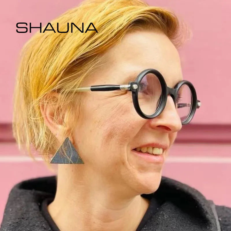 SHAUNA Fashion Double Colors Women Round Sunglasses Retro Men Anti-Blue Light Computer Glasses Frames