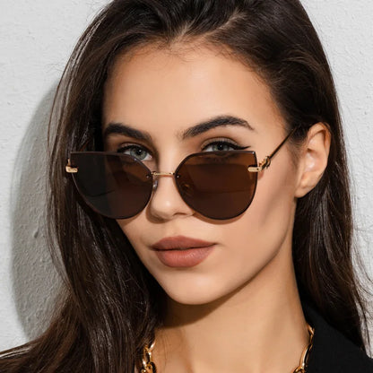 Lunettes de soleil œil de chat surdimensionnées pour femmes, marque de luxe, lunettes pour femmes et hommes, dégradé, métal, Gafas De Sol Mujer uv400